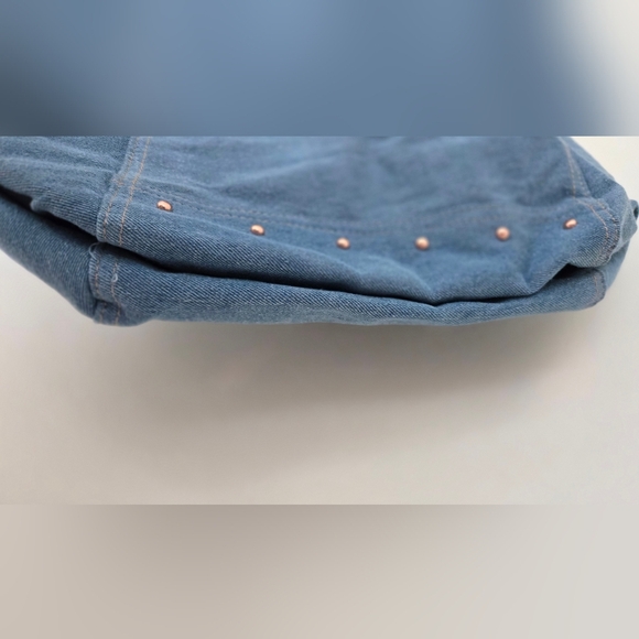 Victoria's Secret Y2K Denim Tote Bag Blue Jean Rose Gold Studded Bag - Picture 4 of 5